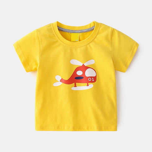 Summer Boys Plane Printed Short Sleeve